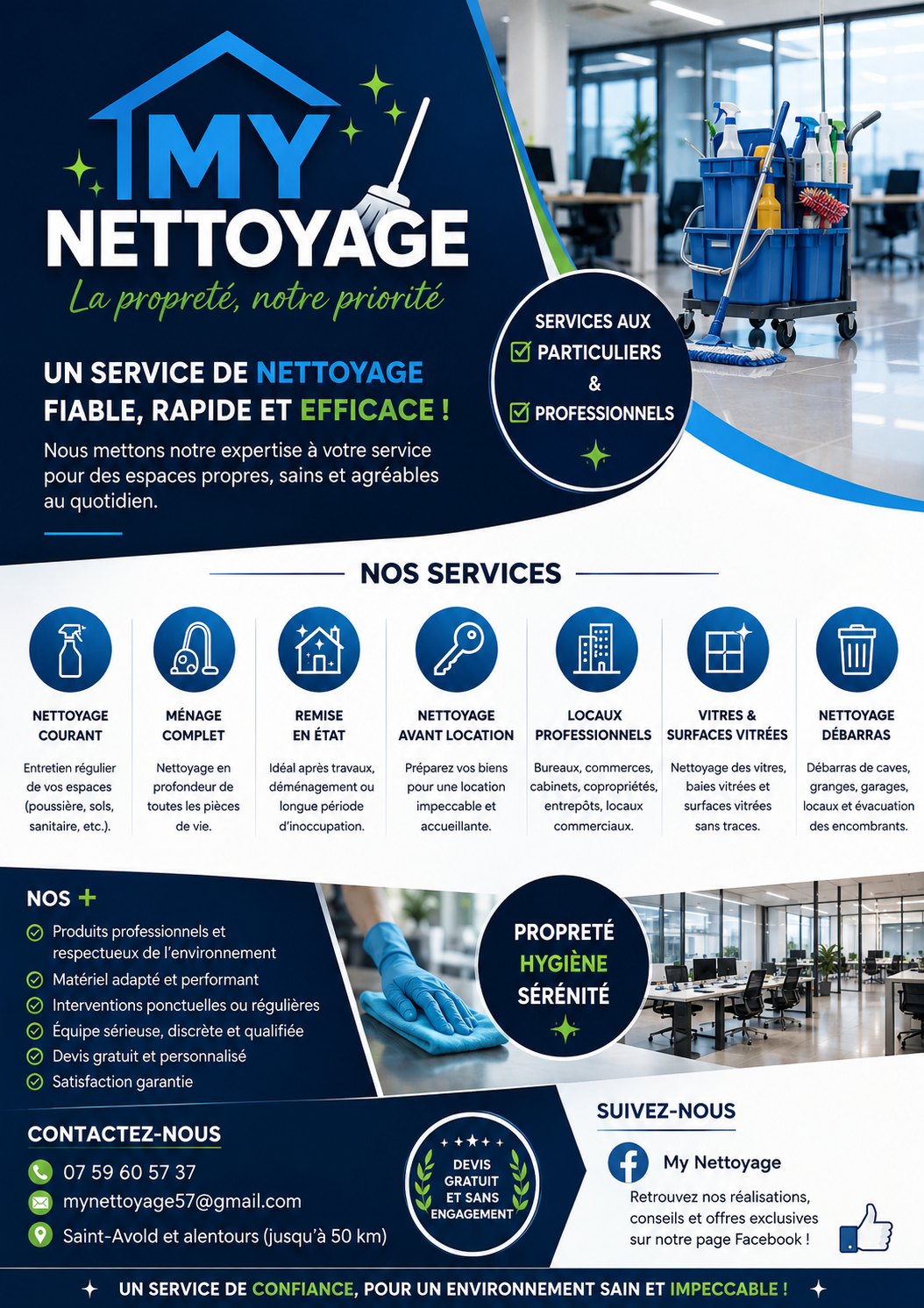 Nettoyage chez les particuliers, professionnels et dans les bureaux
