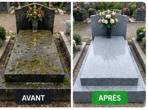 Tombe avant et après entretien et nettoyage